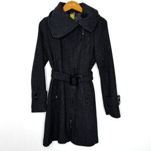 Soia &‎ Kyo Wool Trench Coat Women's Size Small Black